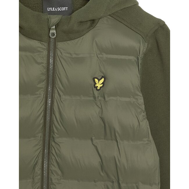 Lyle & Scott winter hybrid hoodie jongens - donker groen