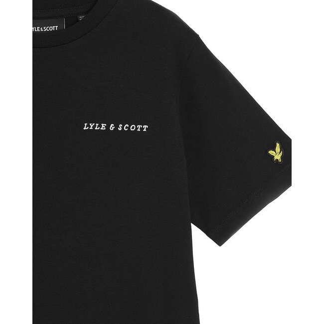 Lyle & Scott winter t-shirt jongens - zwart - geborduurd