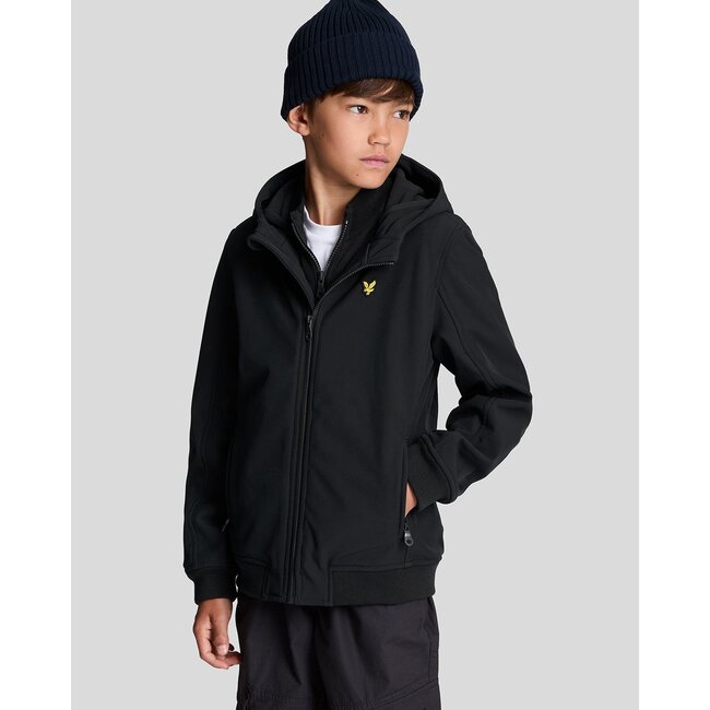Lyle & Scott winter softshell jas jongens - zwart - capuchon