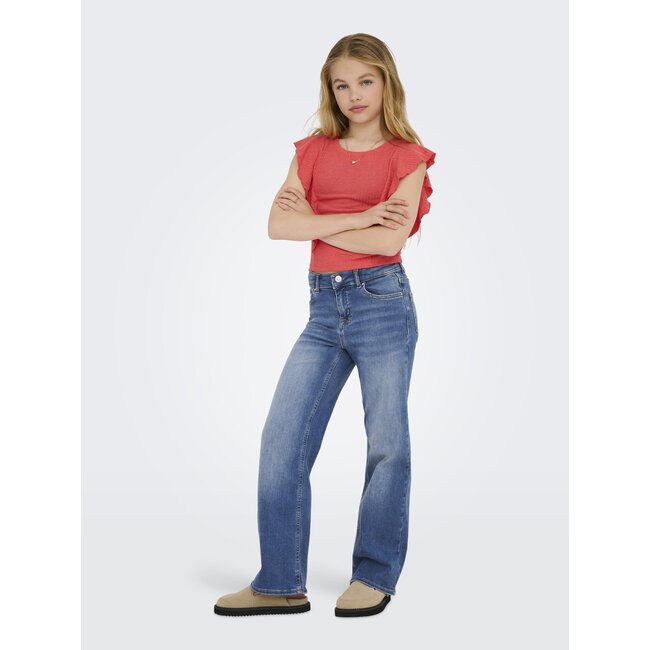 Kids ONLY winter jeansbroek meisjes - blauw - KogMadison - wide leg fit