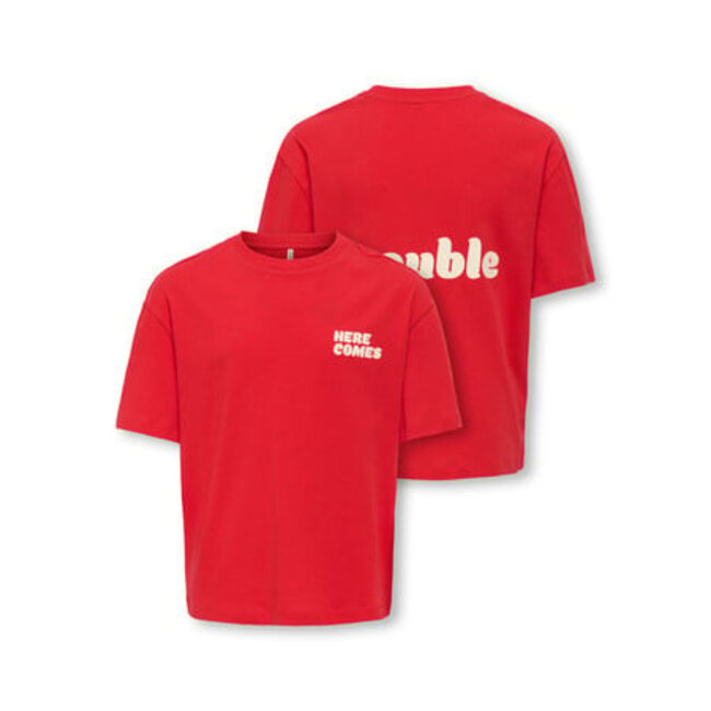 Kids ONLY winter top meisjes - rood - KogEllie - oversize fit, korte mouw