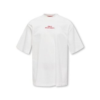 Kids ONLY winter t-shirt meisjes - wit - KogBabette - loose fit, korte mouw