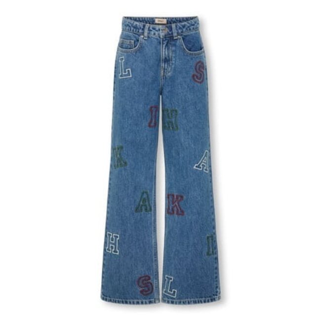Kids ONLY winter jeansbroek meisjes - blauw - KogJuicy - wide leg fit