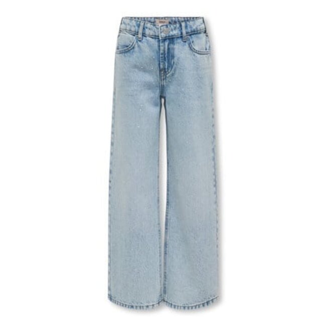 Kids ONLY winter jeansbroek meisjes - blauw - KogCobain - straight fit, glitter steentjes