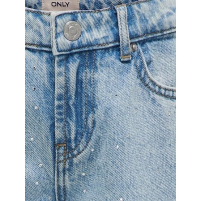 Kids ONLY winter jeansbroek meisjes - blauw - KogCobain - straight fit, glitter steentjes