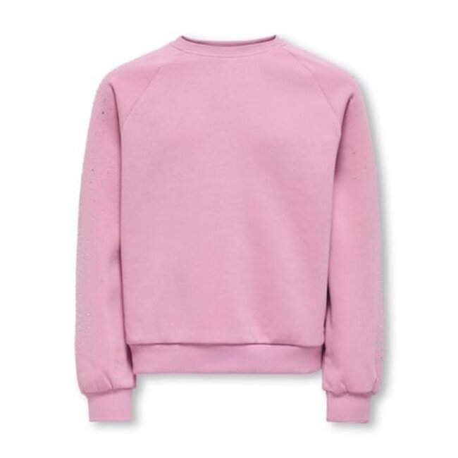 Kids ONLY winter sweater meisjes - roze - KogZenna - oversize fit, glitter steentjes