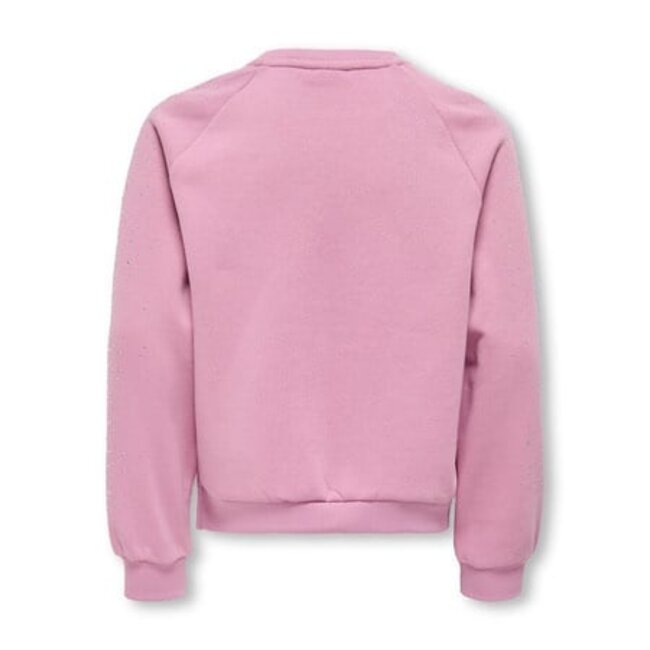 Kids ONLY winter sweater meisjes - roze - KogZenna - oversize fit, glitter steentjes
