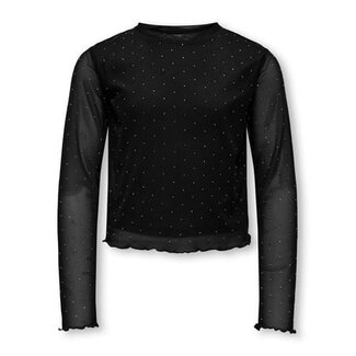 Kids ONLY winter top meisjes - zwart - KogJada - regular fit, longsleeve, glitter steentjes