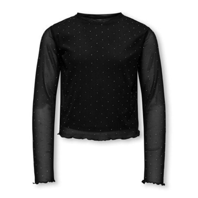 Kids ONLY winter top meisjes - zwart - KogJada - regular fit, longsleeve, glitter steentjes