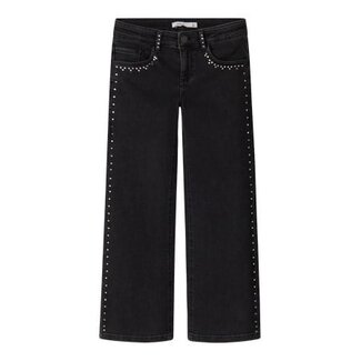 Name it winter jeansbroek meisjes - zwart - wide leg fit, glitter steentjes - NkfRose