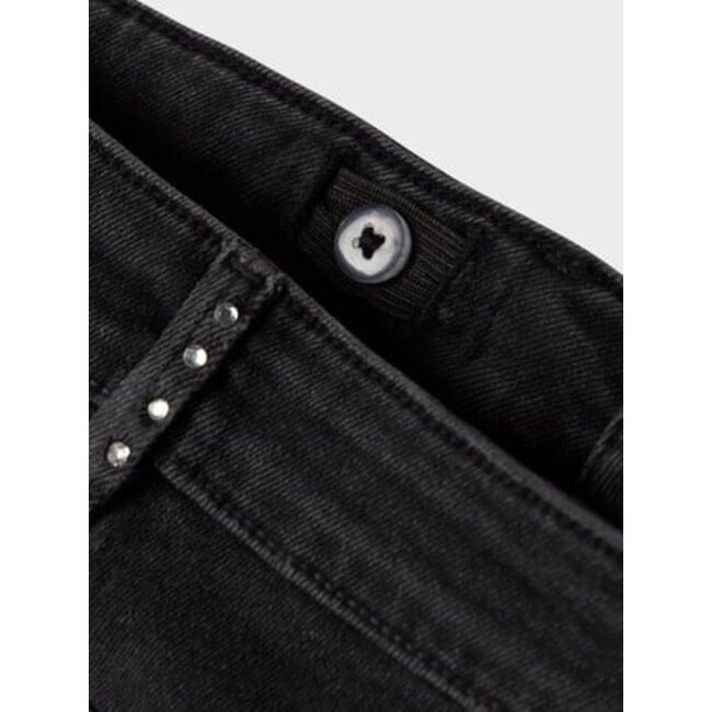 Name it winter jeansbroek meisjes - zwart - wide leg fit, glitter steentjes - NkfRose