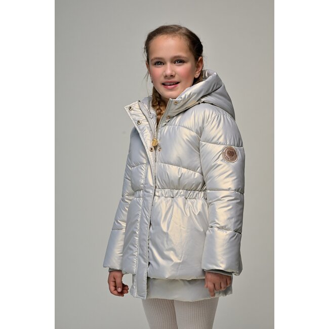 Le Chic winter winterjas meisjes - zilver - Billie - folie, stippen
