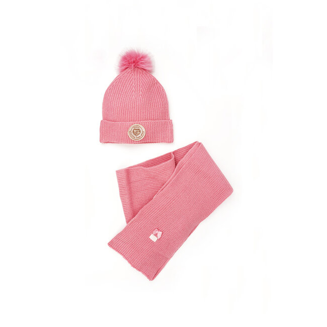 Le Chic winter muts & sjaal set meisjes - roze - Rosa & Reya