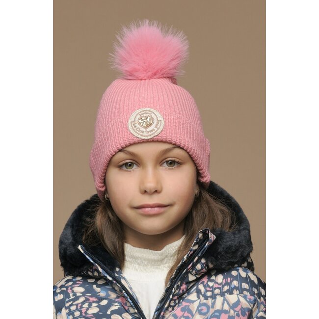 Le Chic winter muts & sjaal set meisjes - roze - Rosa & Reya