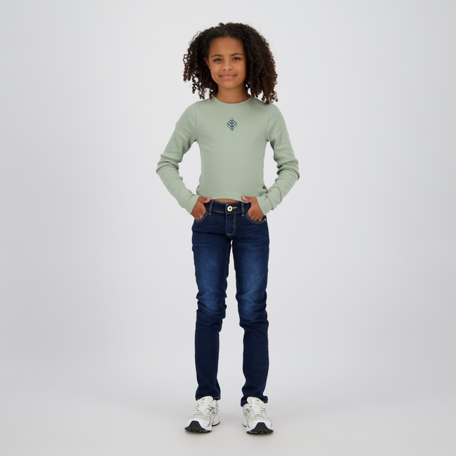 Vingino winter top meisjes - groen - Basic crop longsleeve - rib