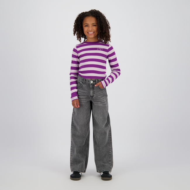 Vingino winter top meisjes - paars - Basic crop top - rib, strepen