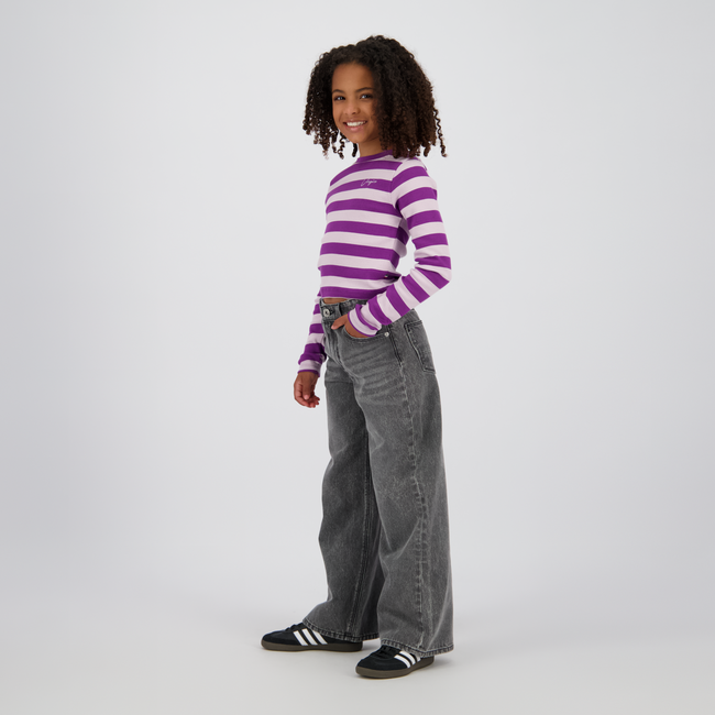 Vingino winter top meisjes - paars - Basic crop top - rib, strepen