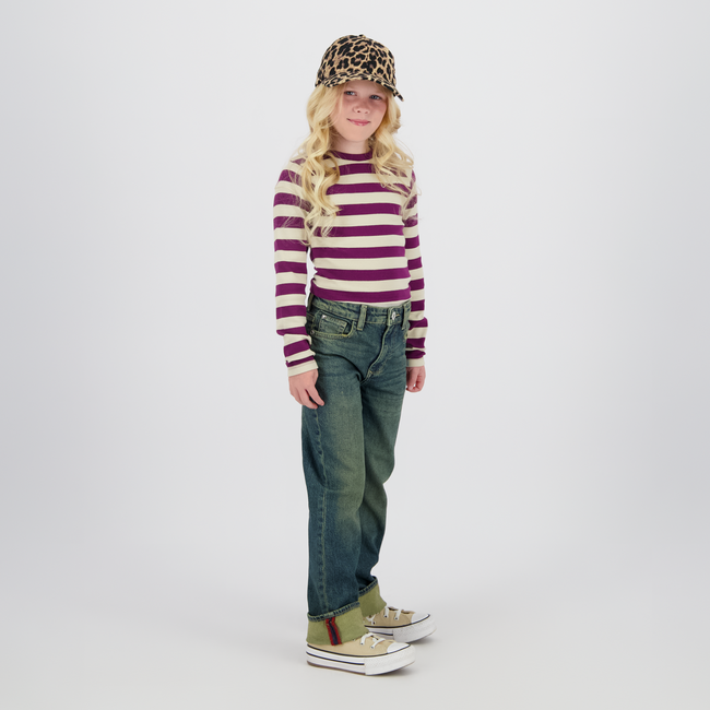 Vingino winter top meisjes - paars - Basic crop top - rib, strepen