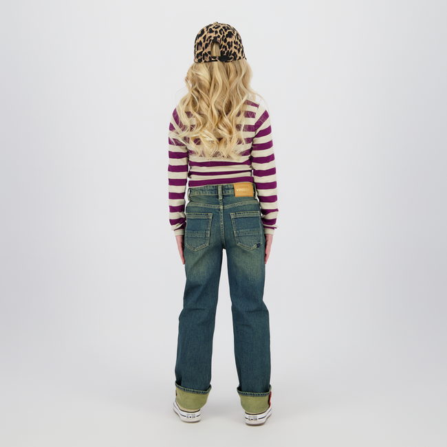 Vingino winter top meisjes - paars - Basic crop top - rib, strepen