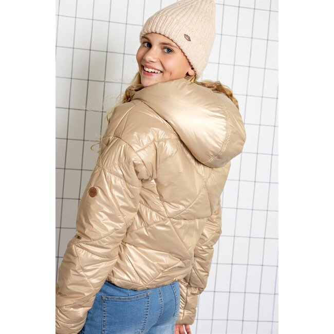 NoBell winter winterjas meisjes - bruin - Buffer - kort, capuchon