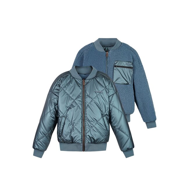 NoBell winter bomberjack meisjes - donker blauw - Bomber - omkeerbaar, verborgen capuchon