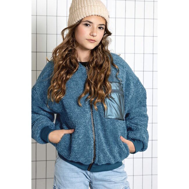 NoBell winter bomberjack meisjes - donker blauw - Bomber - omkeerbaar, verborgen capuchon