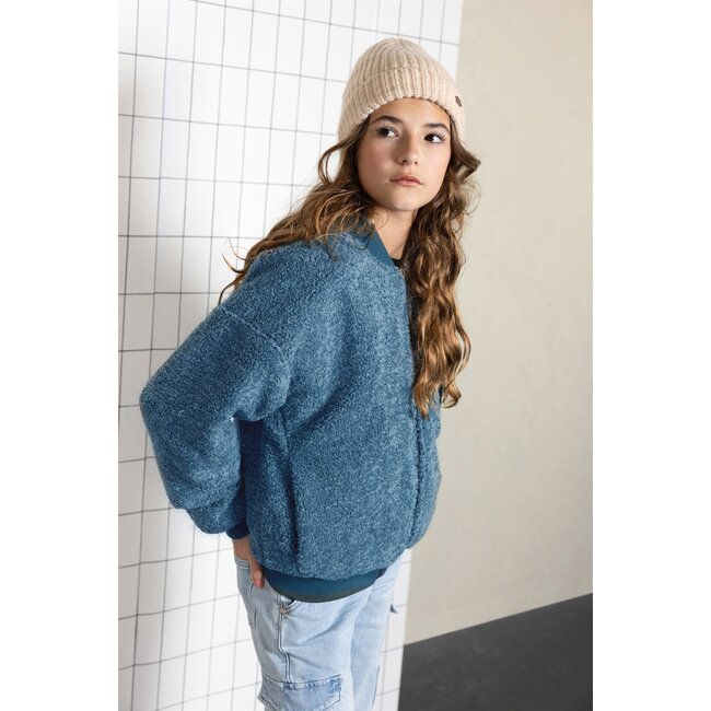 NoBell winter bomberjack meisjes - donker blauw - Bomber - omkeerbaar, verborgen capuchon