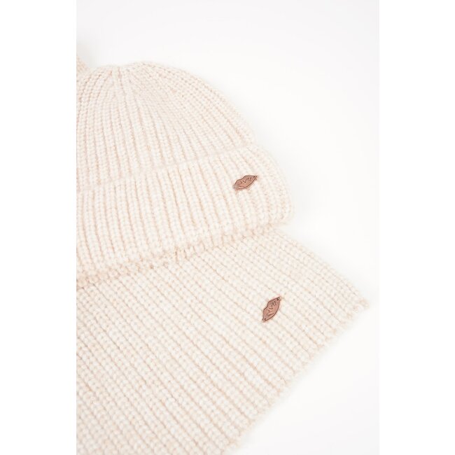NoBell winter sjaal + muts set meisjes - beige - Ronja - gebreid