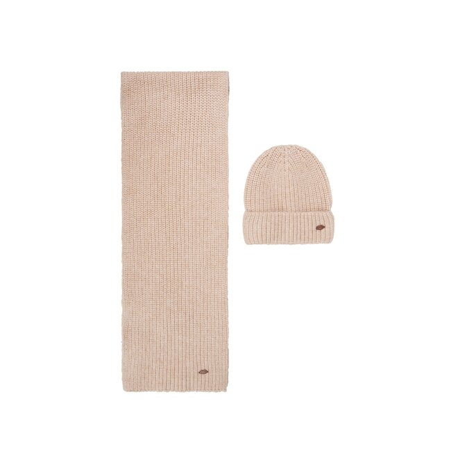 NoBell winter sjaal + muts set meisjes - bruin - Ronja - gebreid