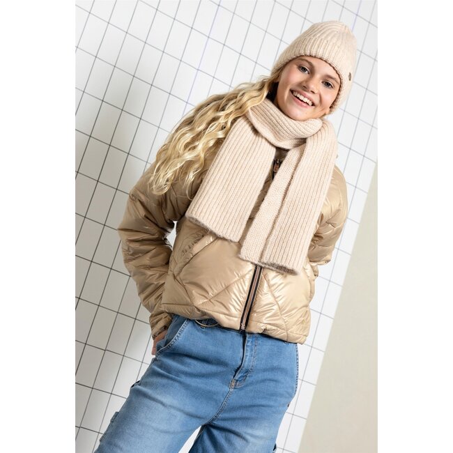 NoBell winter sjaal + muts set meisjes - bruin - Ronja - gebreid