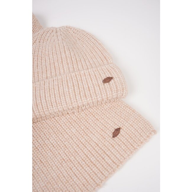 NoBell winter sjaal + muts set meisjes - bruin - Ronja - gebreid