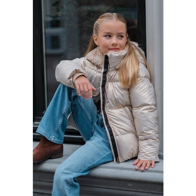 Like Flo winter winterjas meisjes - goud - Aelin - kort, capuchon, metallic