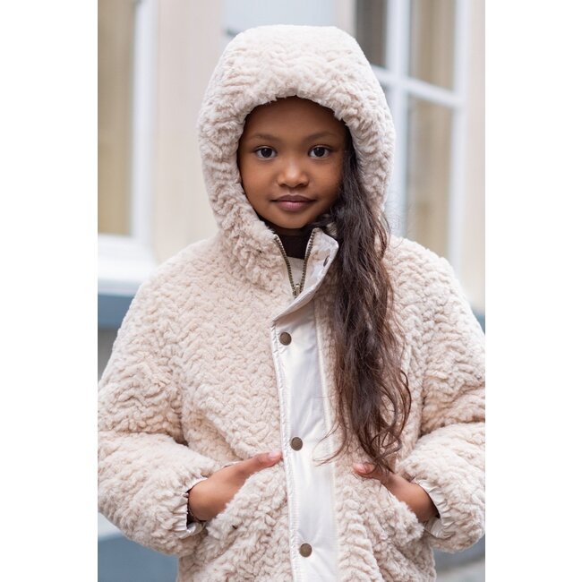 Like Flo winter winterjas meisjes - goud - Ariana - lang, omkeerbaar, capuchon, metallic