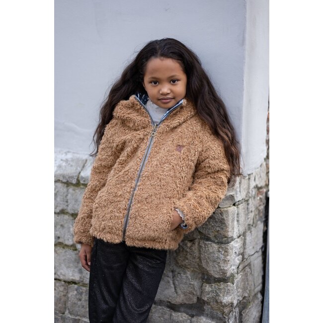 Like Flo winter winterjas meisjes - blauw - Aimee - kort, omkeerbaar, capuchon