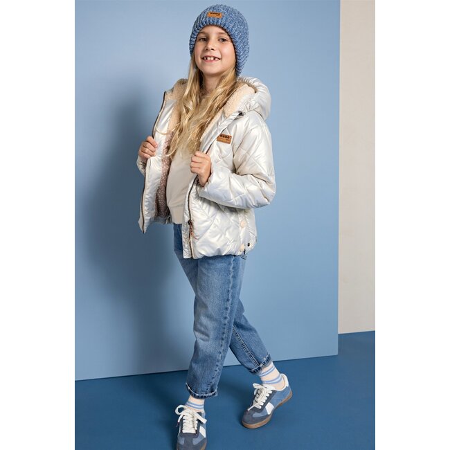 NoNo winter winterjas meisjes - beige - Button - kort, capuchon