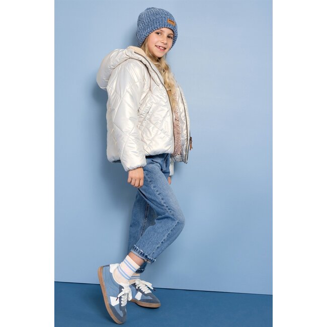 NoNo winter winterjas meisjes - beige - Button - kort, capuchon