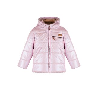 NoNo winter winterjas meisjes - roze - Bubble - dubbele capuchon, middellang