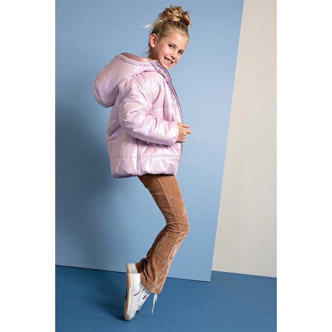 NoNo winter winterjas meisjes - roze - Bubble - dubbele capuchon, middellang