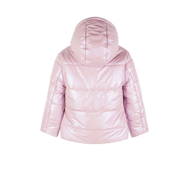 NoNo winter winterjas meisjes - roze - Bubble - dubbele capuchon, middellang