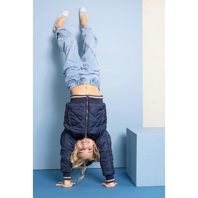 NoNo winter bomberjack meisjes - navy blauw - Bomby - omkeerbaar, capuchon