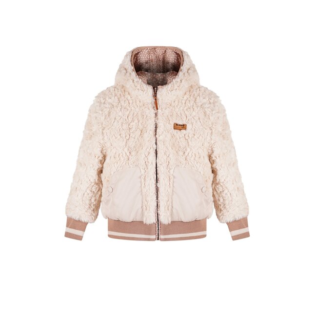 NoNo winter bomberjack meisjes - bruin - Bomby - omkeerbaar, capuchon