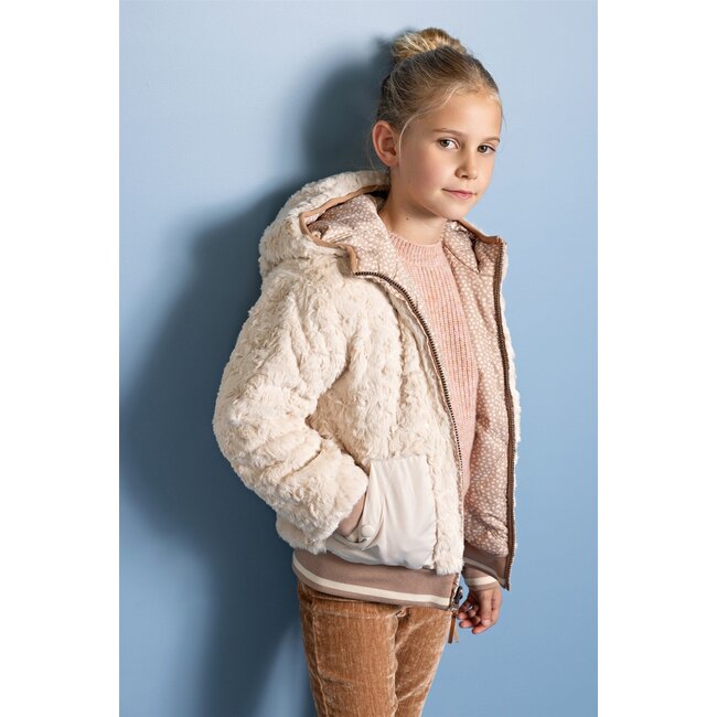 NoNo winter bomberjack meisjes - bruin - Bomby - omkeerbaar, capuchon