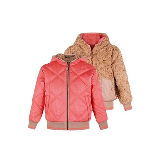 NoNo winter bomberjack meisjes - roze - Bomby - omkeerbaar, capuchon