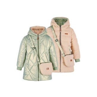 NoNo winter winterjas meisjes - groen - Betty - omkeerbaar, capuchon, middellang + tas