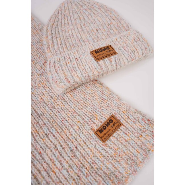 NoNo winter sjaal + muts set meisjes - beige - Raya - gebreid
