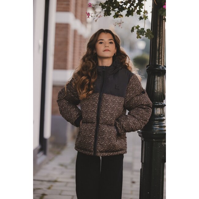 LOOXS 10sixteen winter jas meisjes - bruin/zwart - panter