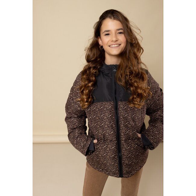 LOOXS 10sixteen winter jas meisjes - bruin/zwart - panter