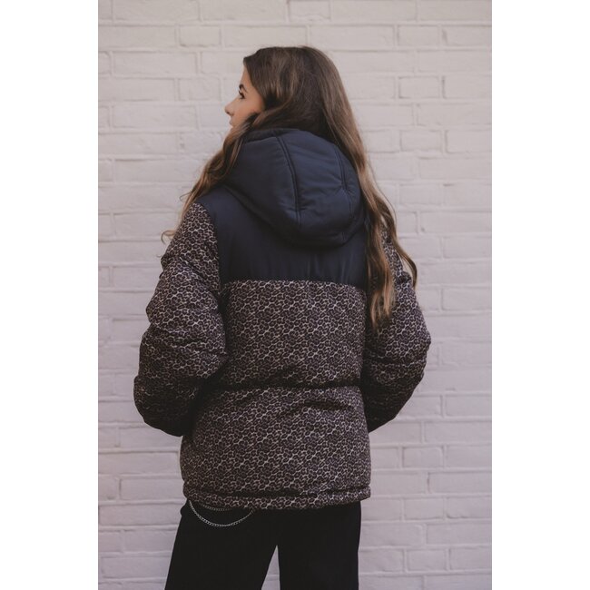 LOOXS 10sixteen winter jas meisjes - bruin/zwart - panter