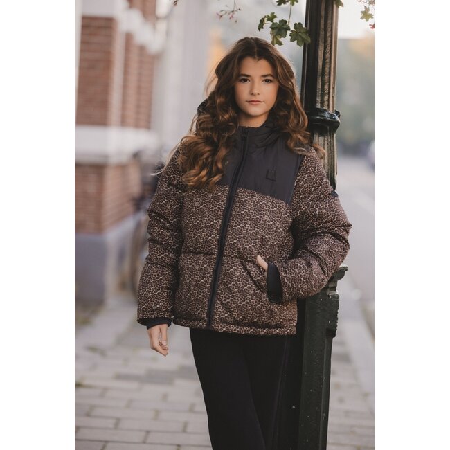 LOOXS 10sixteen winter jas meisjes - bruin/zwart - panter