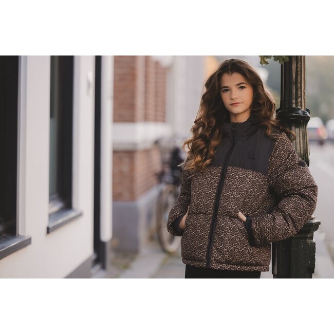 LOOXS 10sixteen winter jas meisjes - bruin/zwart - panter